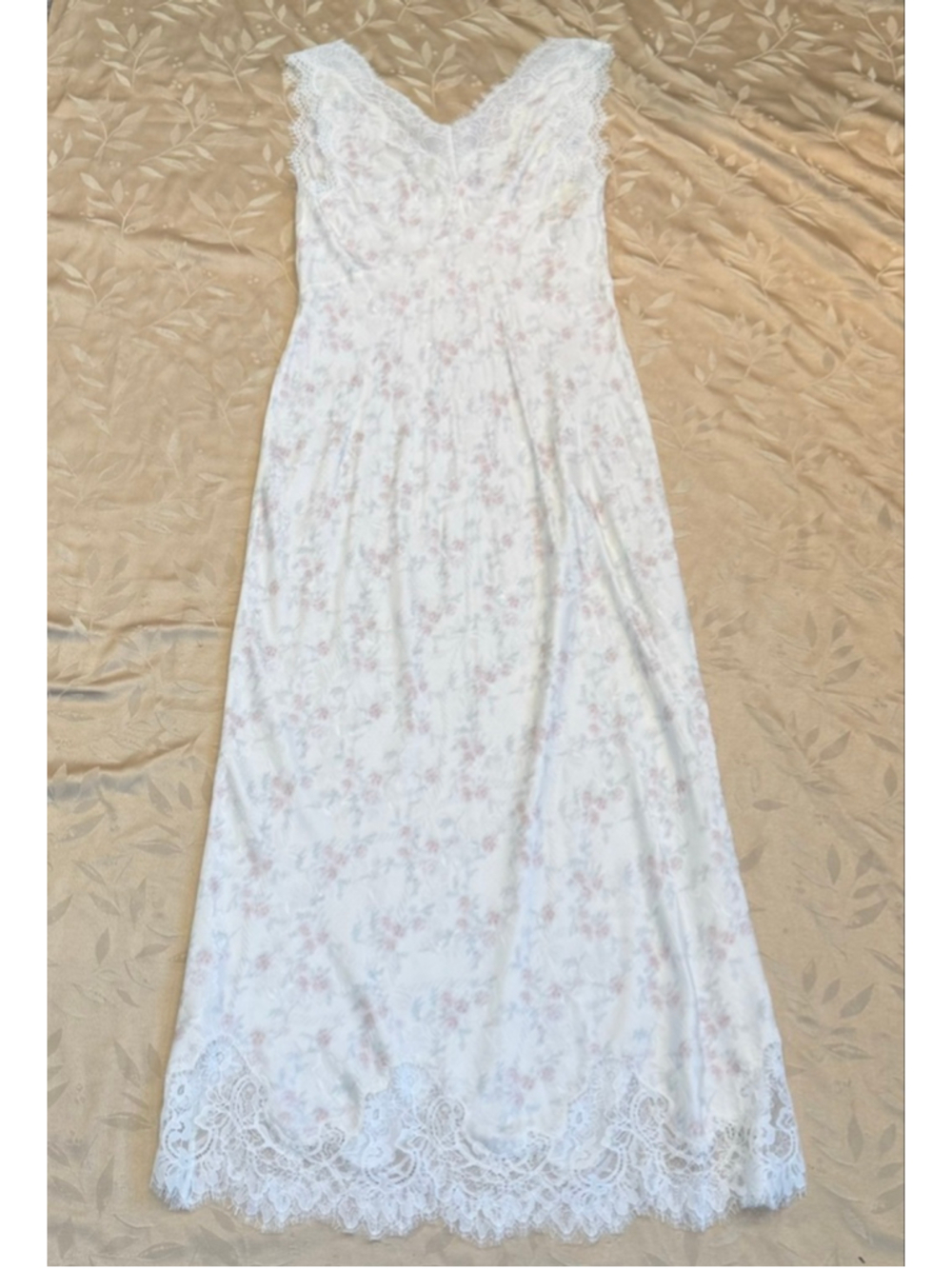 LoveShackFancy Mira Silk Blend Floral Lace Slip Midi Dress NWT 8 - Picture 3 of 7